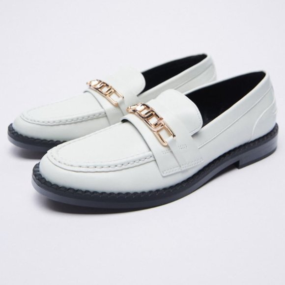 Zara Shoes - Zara  flat white Low heel chain loafers